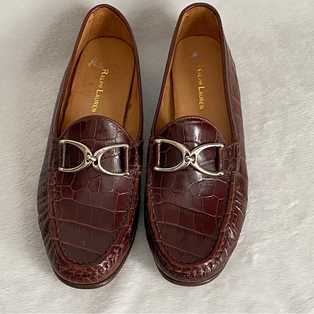 RALPH LAUREN '96 Brown Crocodile Alligator Skin loafer